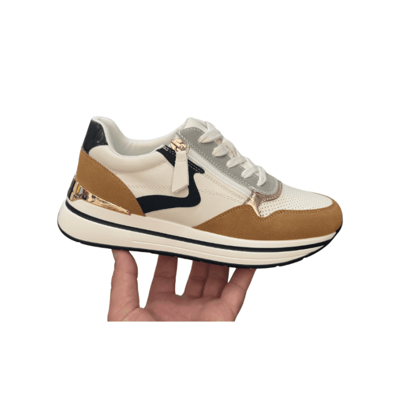 Basket Fille Blanc Camel Logo V Zip 36-41