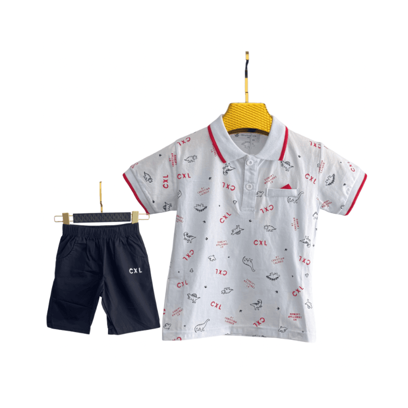 Ensemble Garçon CXL Dinos – Blanc/Rouge & Bleu