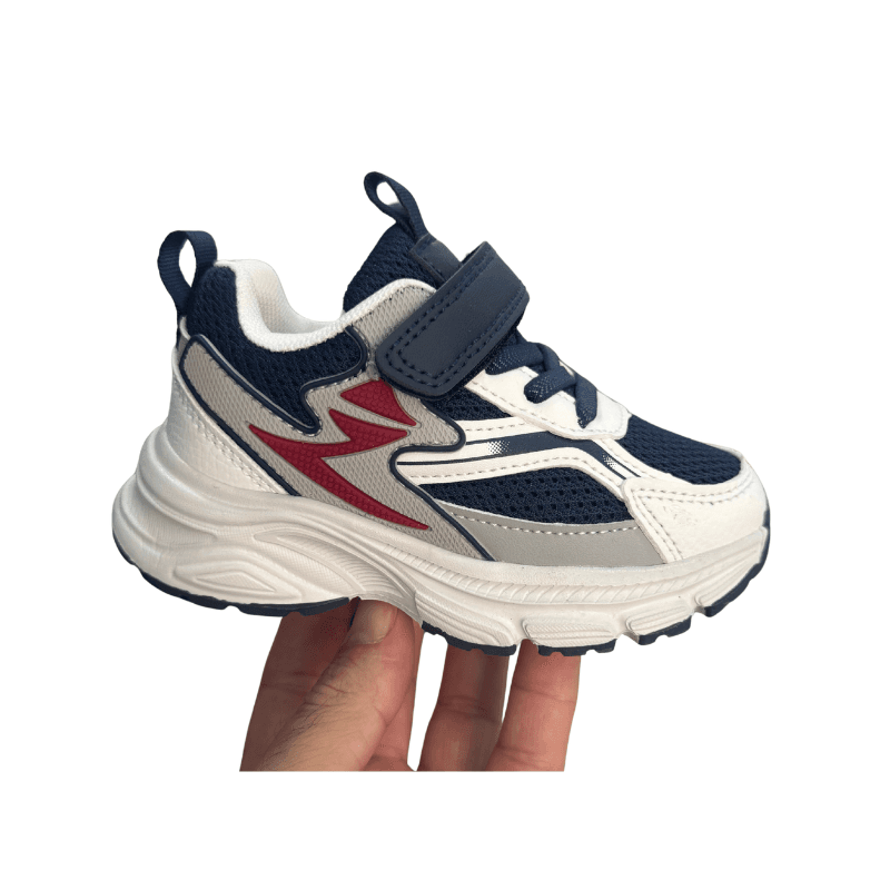 Basket Garçon Éclair Sport Bleu Rouge & Beige
