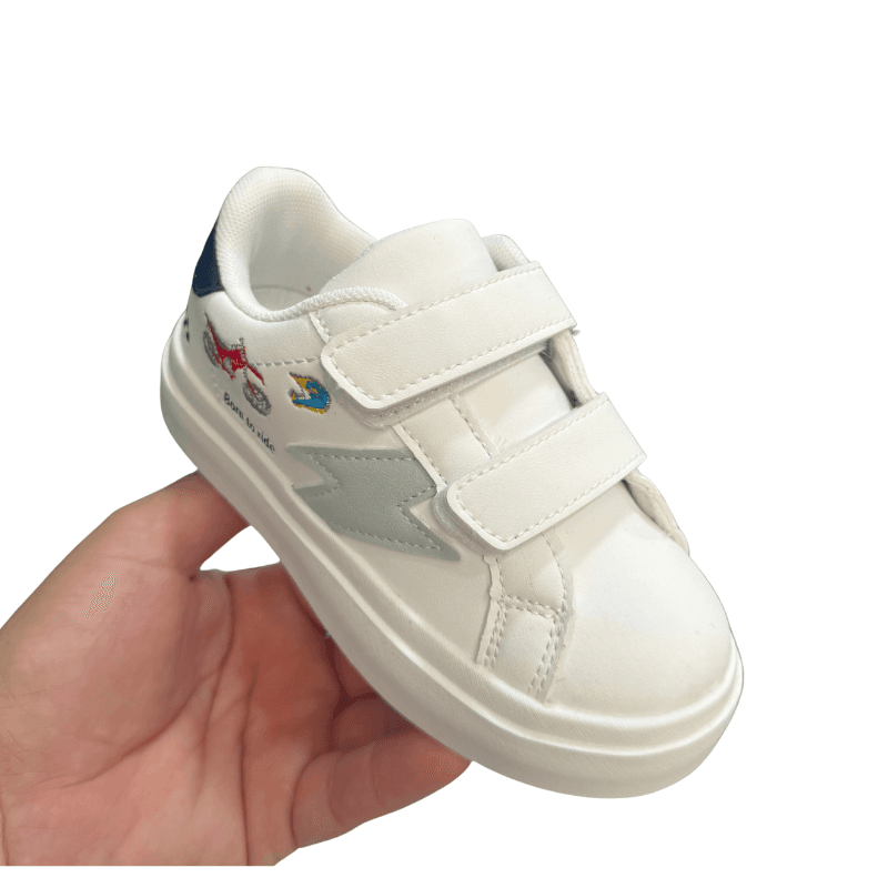 Basket Garçon Blanc Born to Ride Moto Éclair
