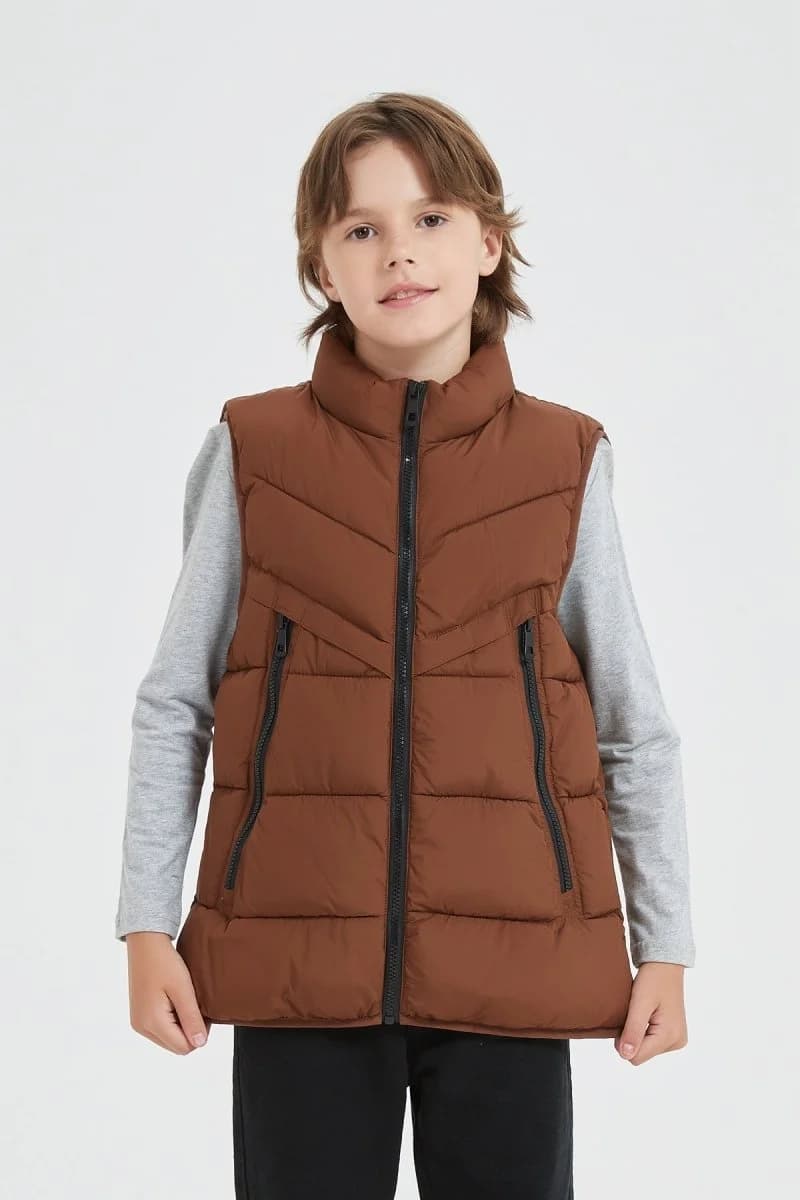 Doudoune sans manches enfant Kymaxx Original – Marron