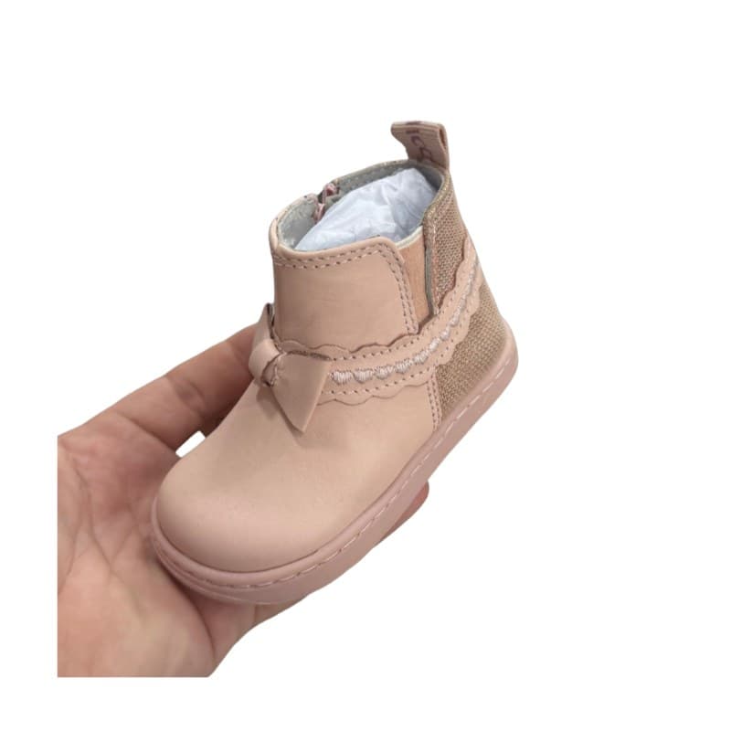 Bottines bébé fille Chicco rose à nœud