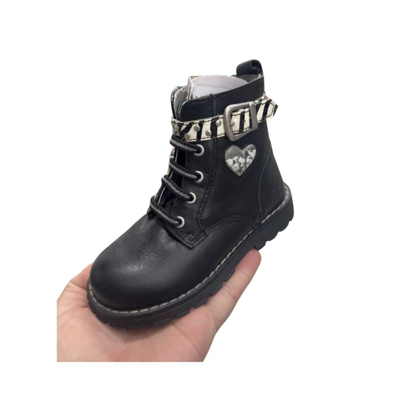 Bottines fille Chicco noir bride zébrée et cœur