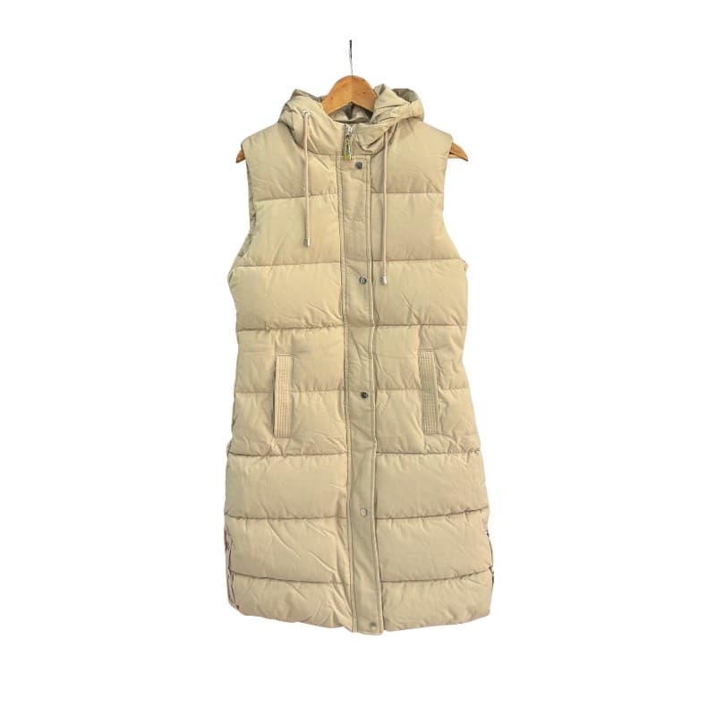 Doudoune longue sans manches fille Kid Star à capuche – Beige