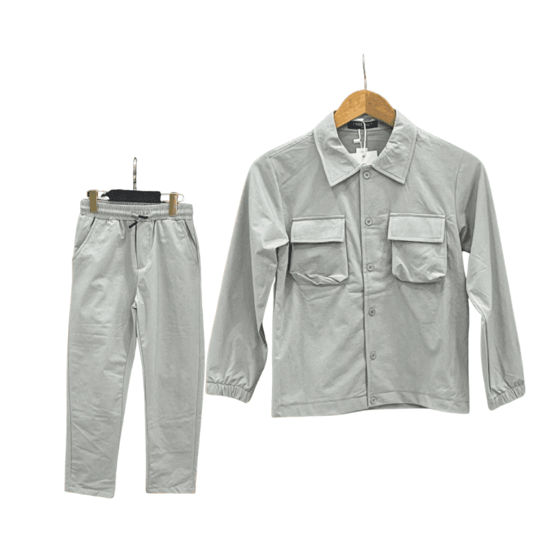 Ensemble garçon surchemise + pantalon – Gris clair