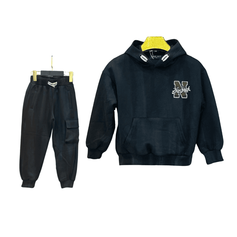 Ensemble garçon à capuche New York – Noir