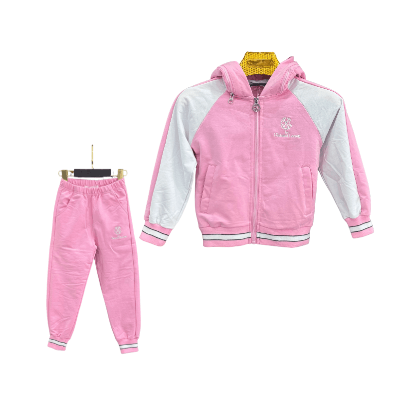 Jogging fille Christian Lacroix zippé – Rose / Blanc