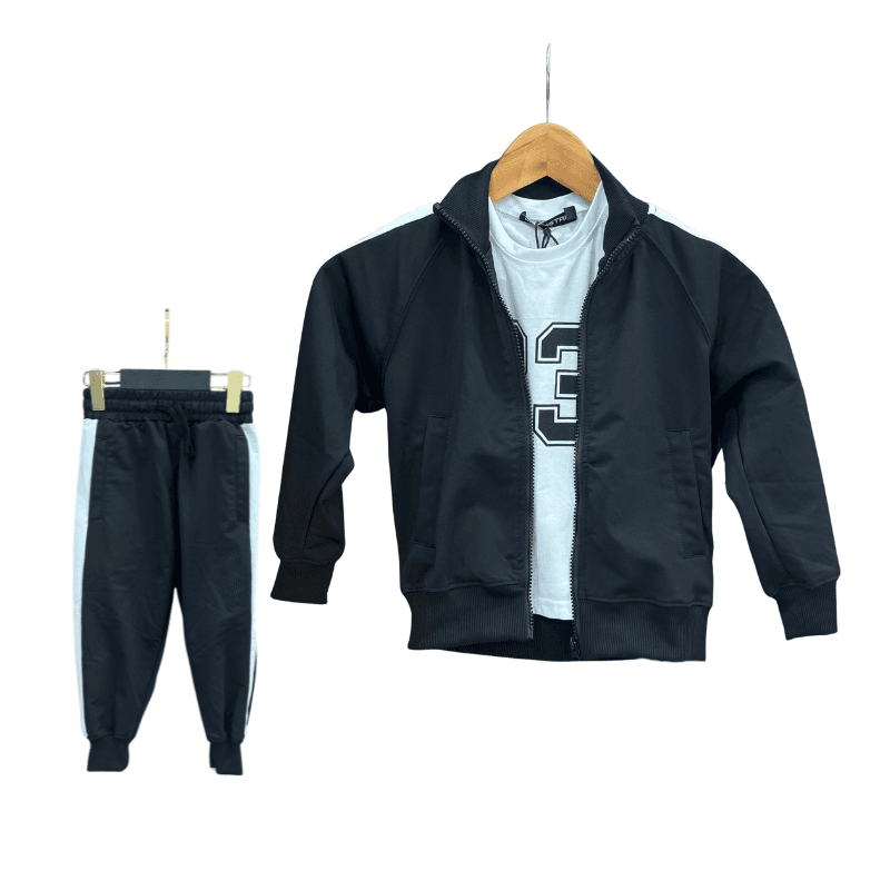 Jogging garçon 3 pièces – Noir / Blanc