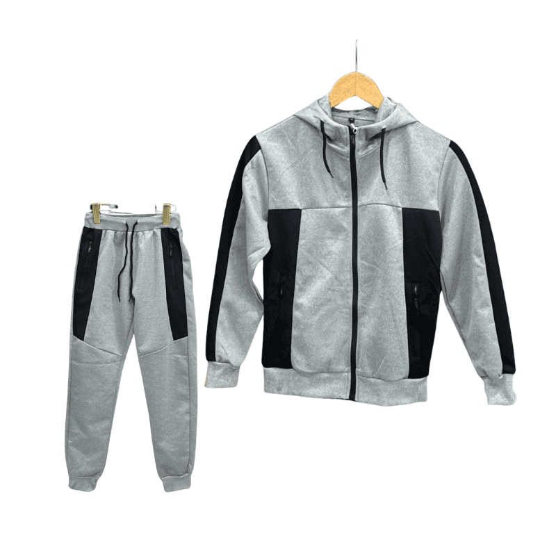 Jogging garçon – Gris chiné / Noir