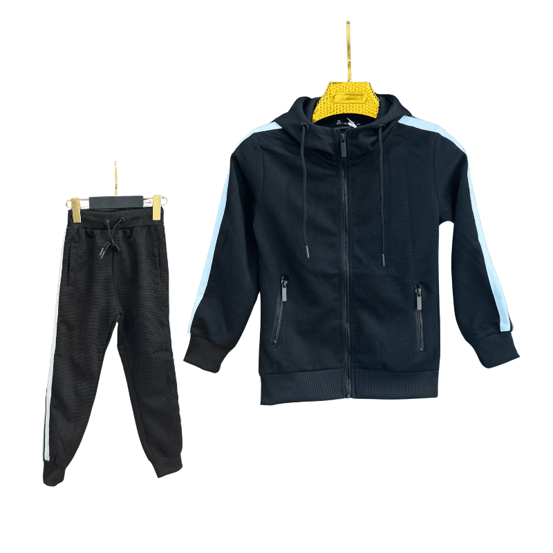 Jogging garçon maille gaufrée – Noir