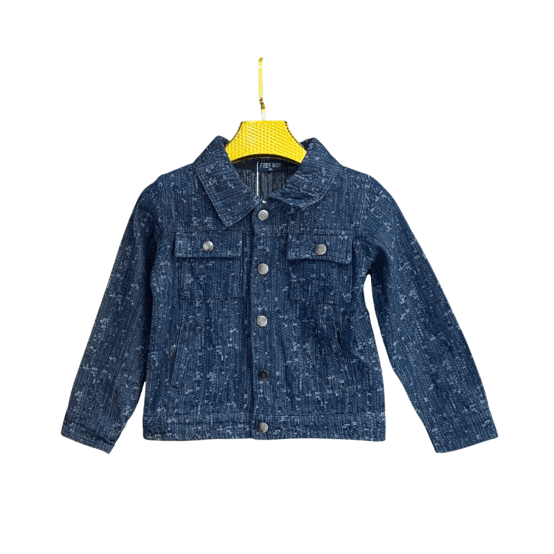 Veste en jean garçon – Bleu brut à motifs